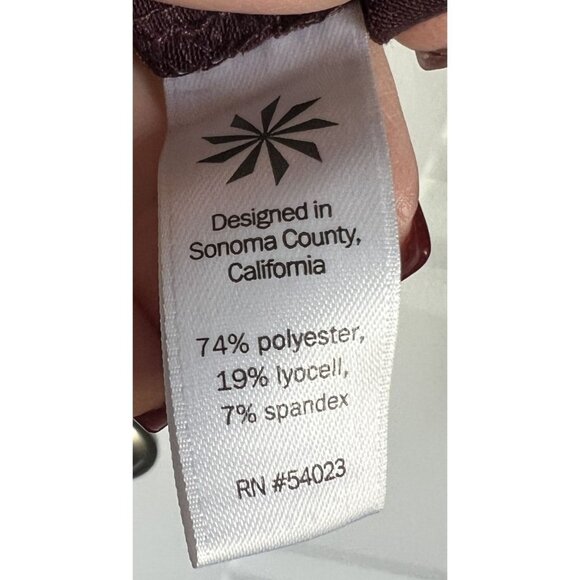 Athleta Womens Long Sleeve Top Size L Burgundy Athleisure Yoga Gym Cut Out Back - Picture 6 of 8